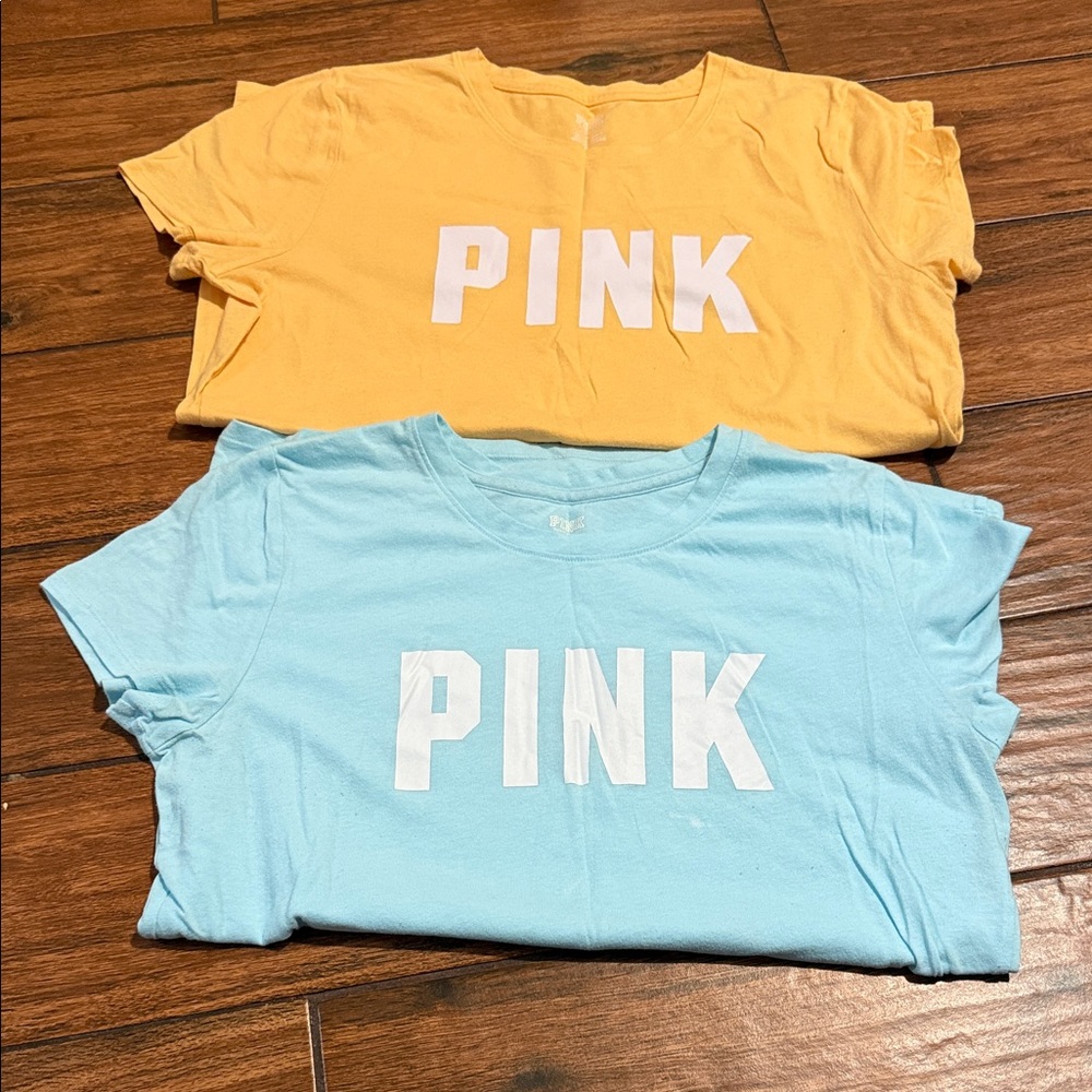 PINK Victoria's Secret Kids Tees - Yellow and Light Blue